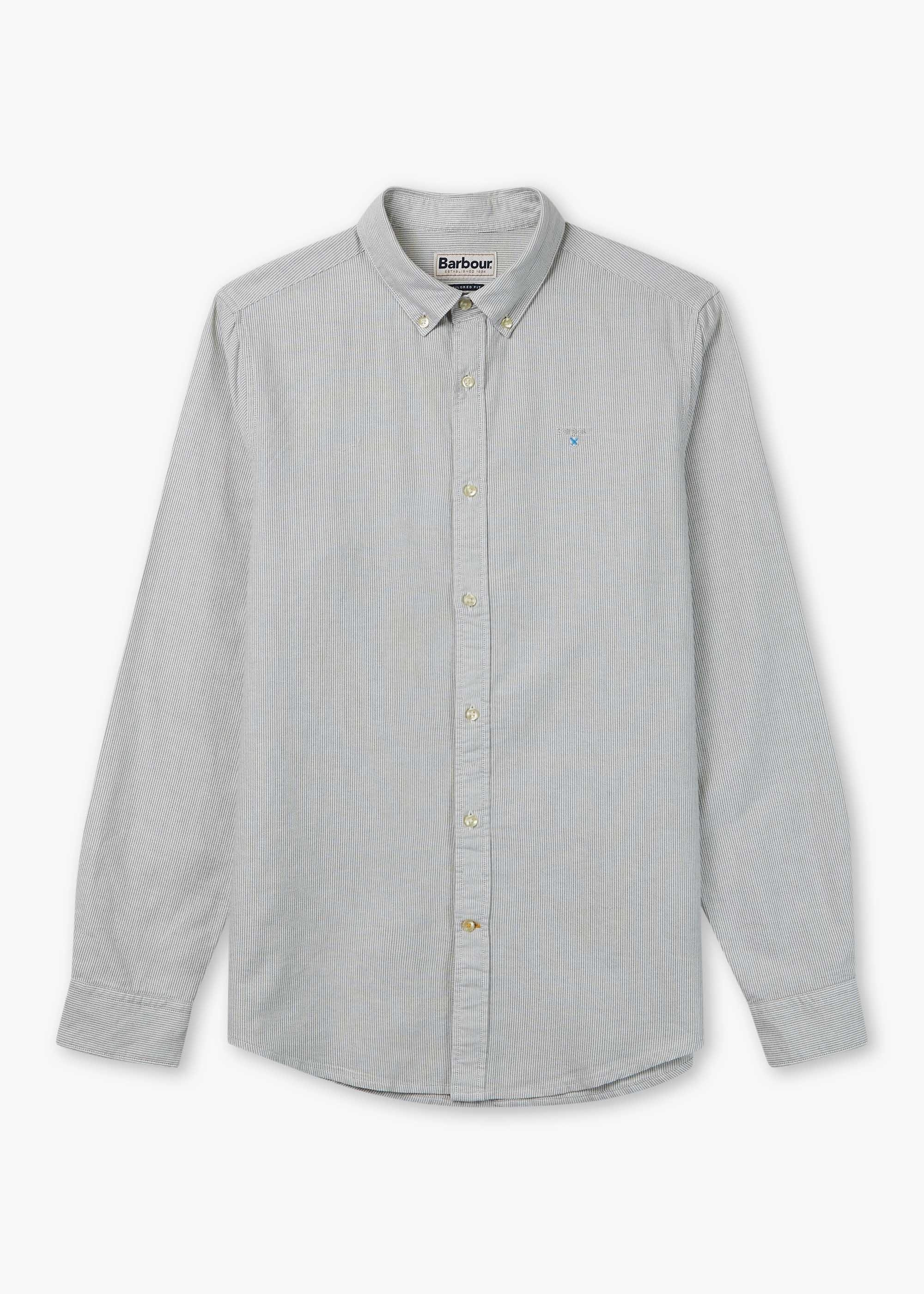 Barbour Mens Striped Oxtown Tailored Shirt In Pale Sage