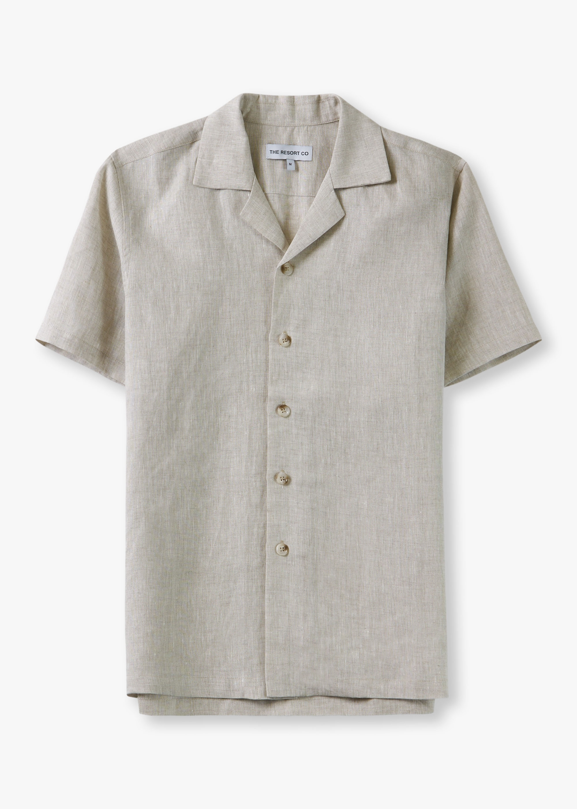 RESORT CO Mens Linen Short Sleeve Shirt In Oatmeal