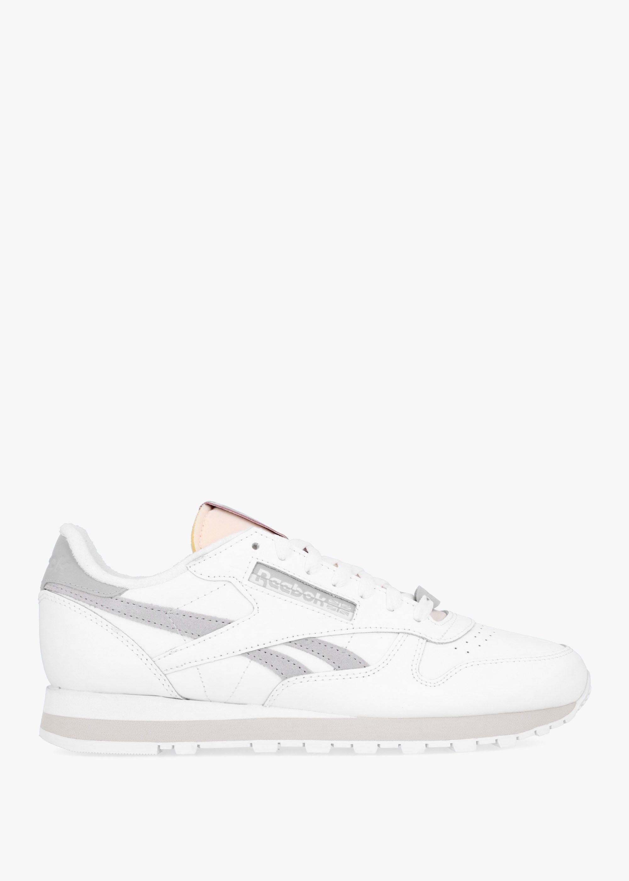 Reebok  Mens Cloud Leather Trainers In White Pure/Grey 3 Pure/Grey 2