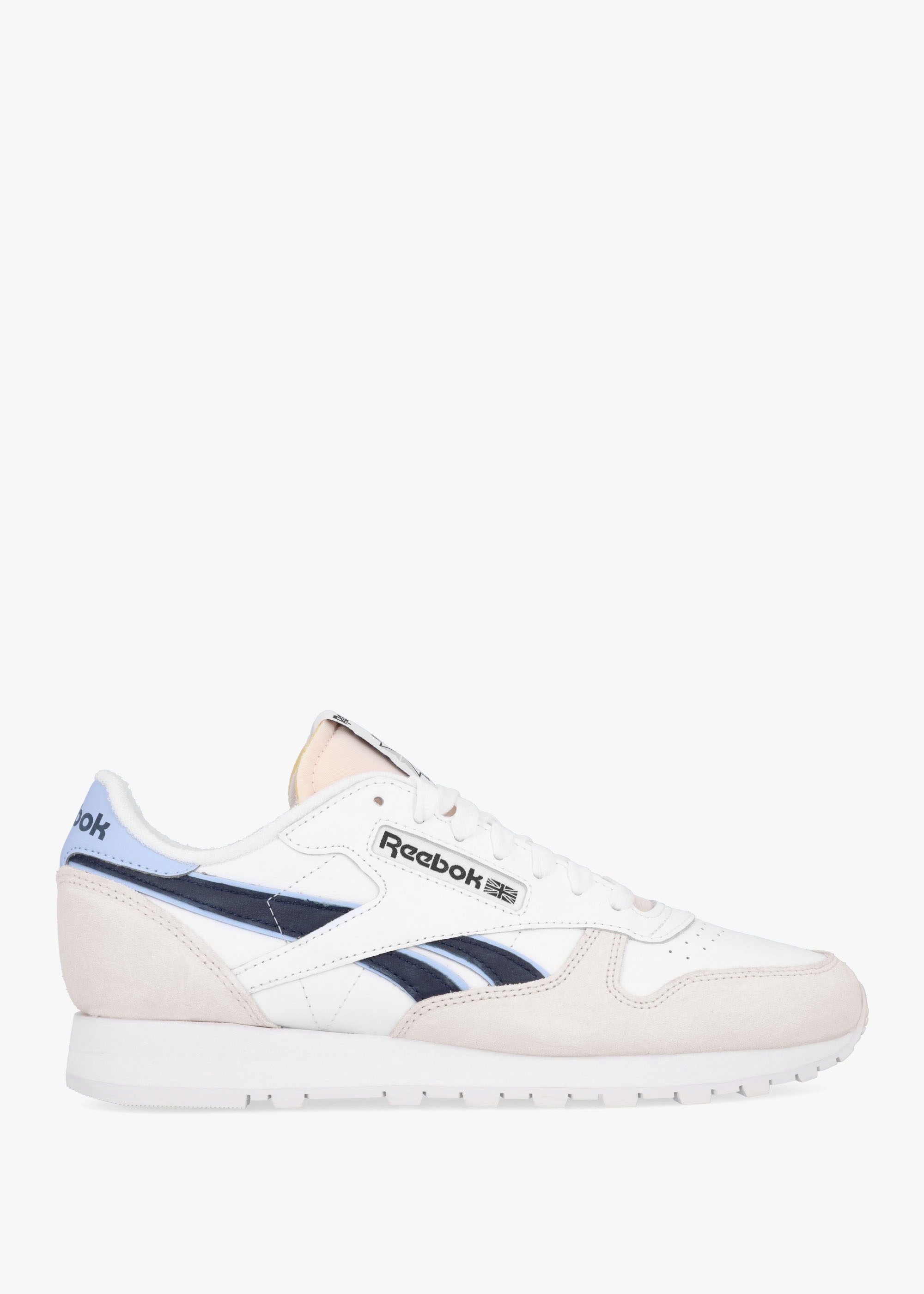 Reebok  Mens Classic Leather Trainers In Cloud White/Pure Grey/Pale Blue