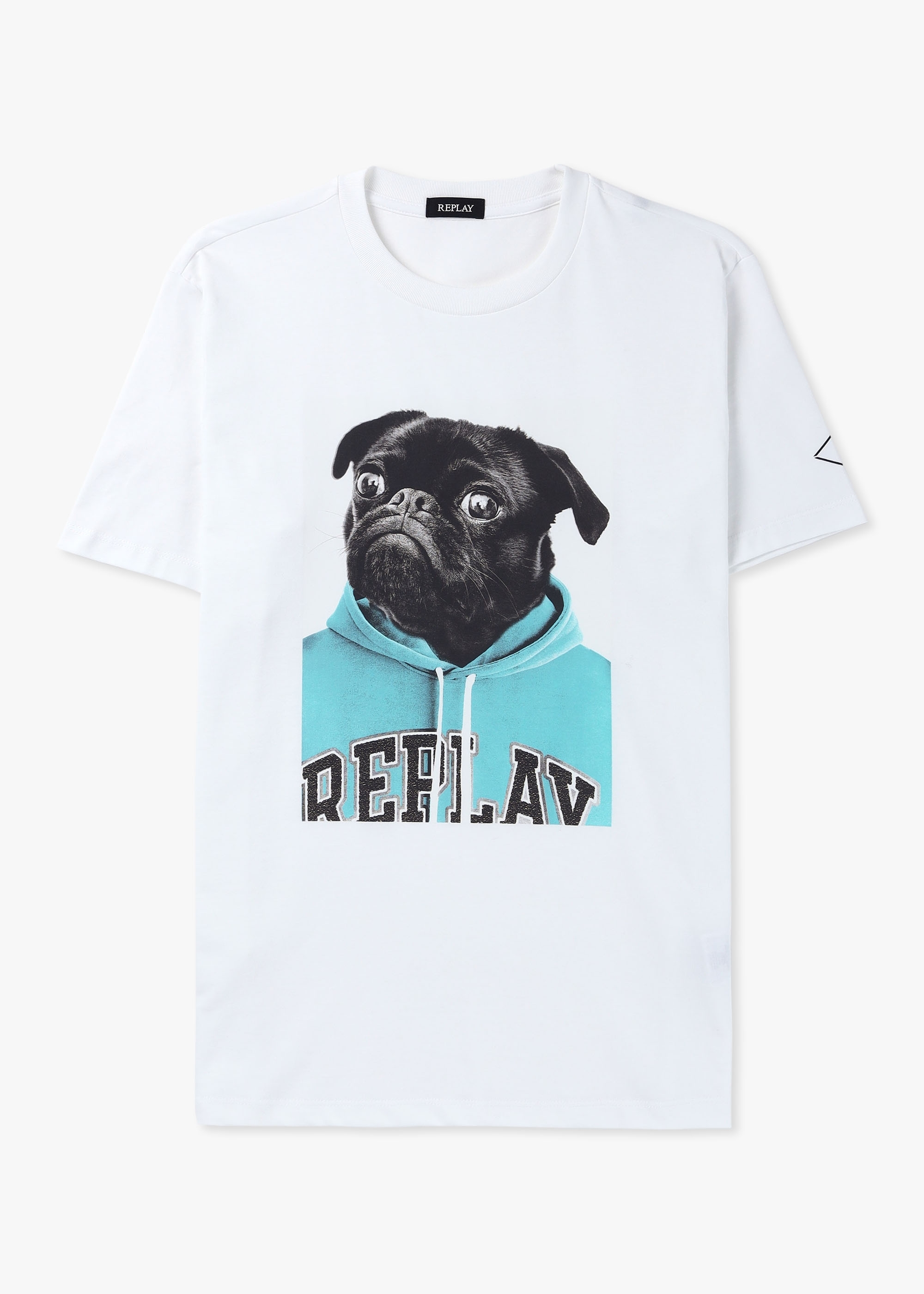 Replay Mens Classic Pug Print T-Shirt In White