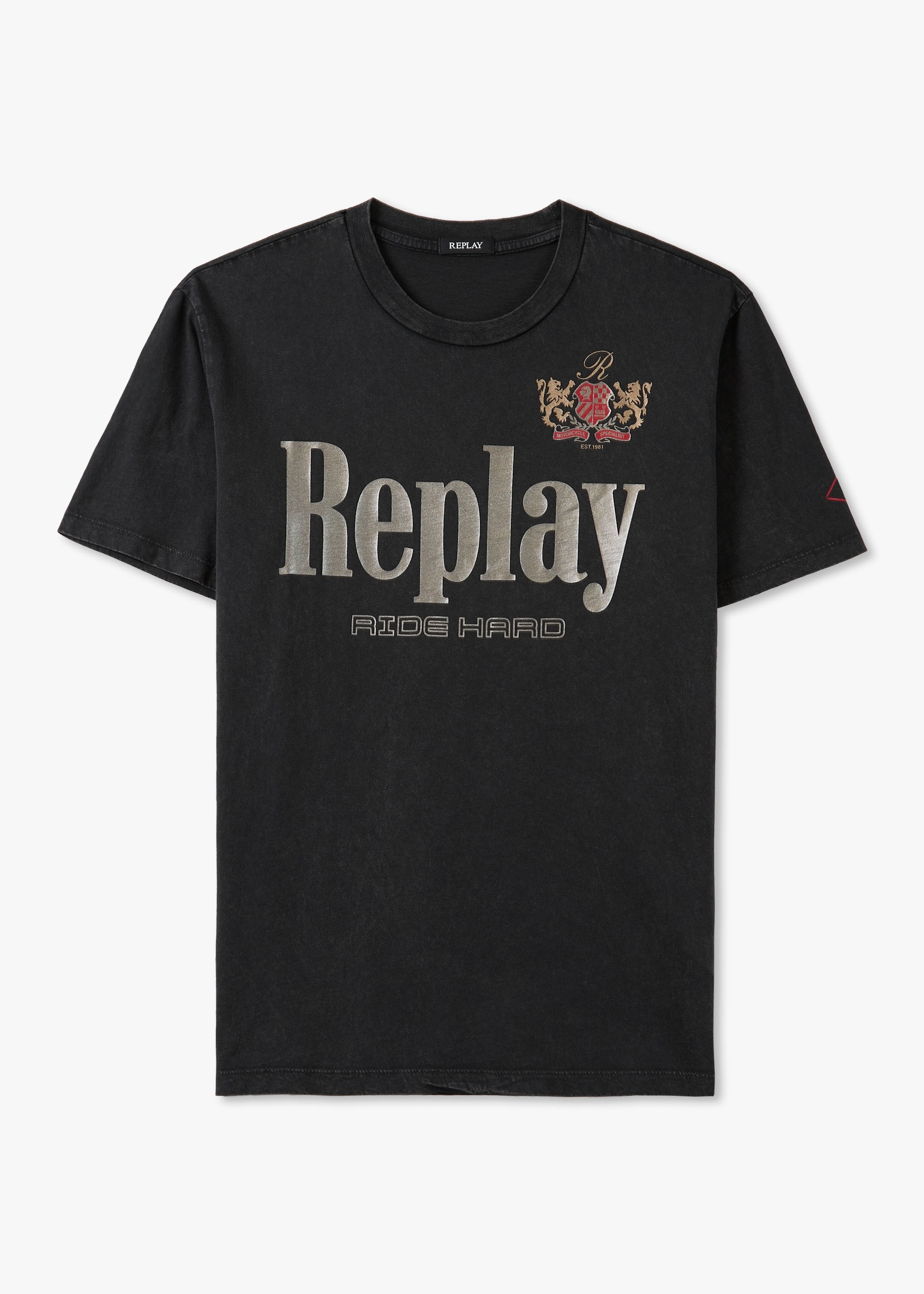 Replay Mens Ride Hard Graphic T-Shirt In Black