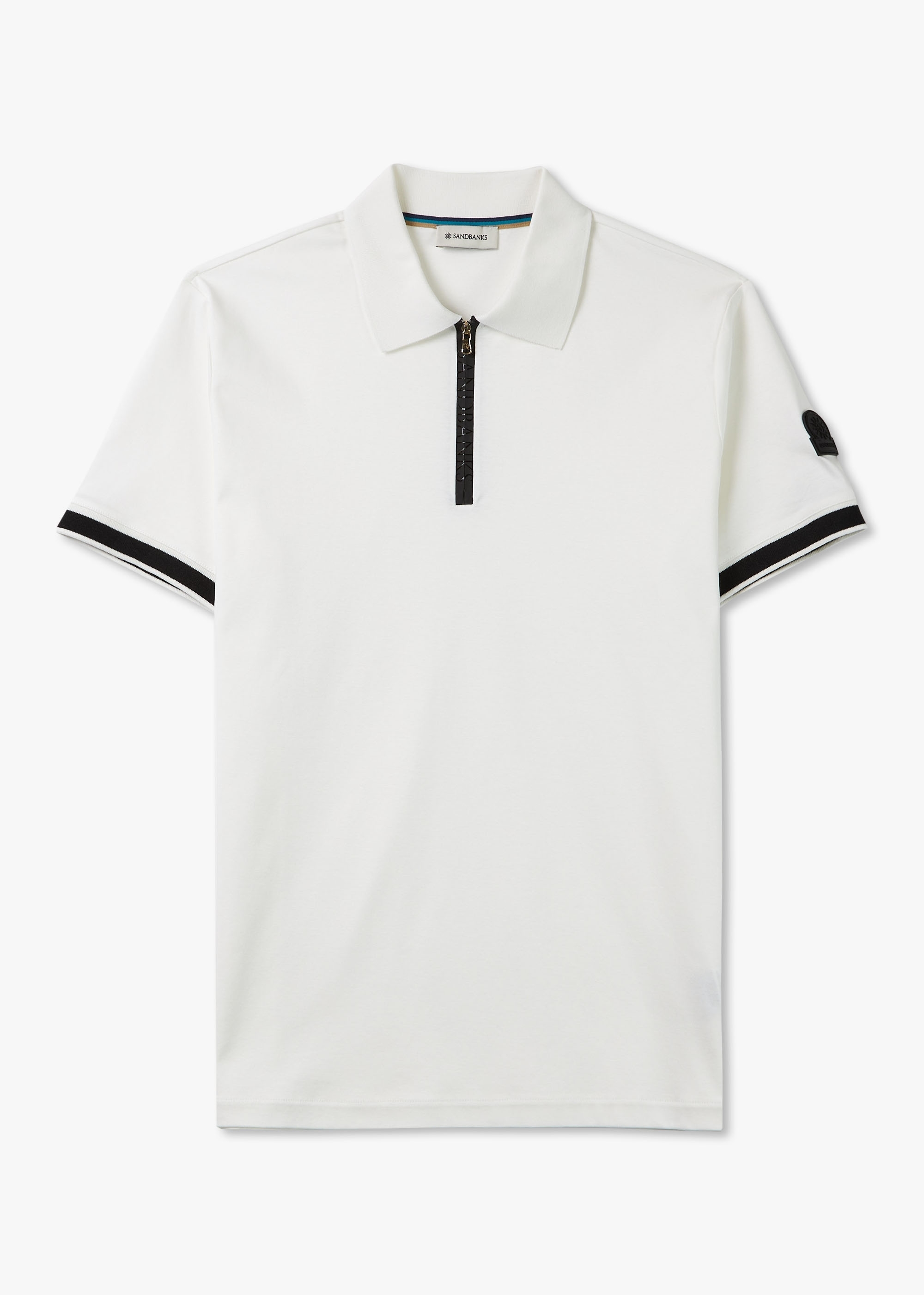 Sandbanks Mens Silicone Zip Polo Shirt In White