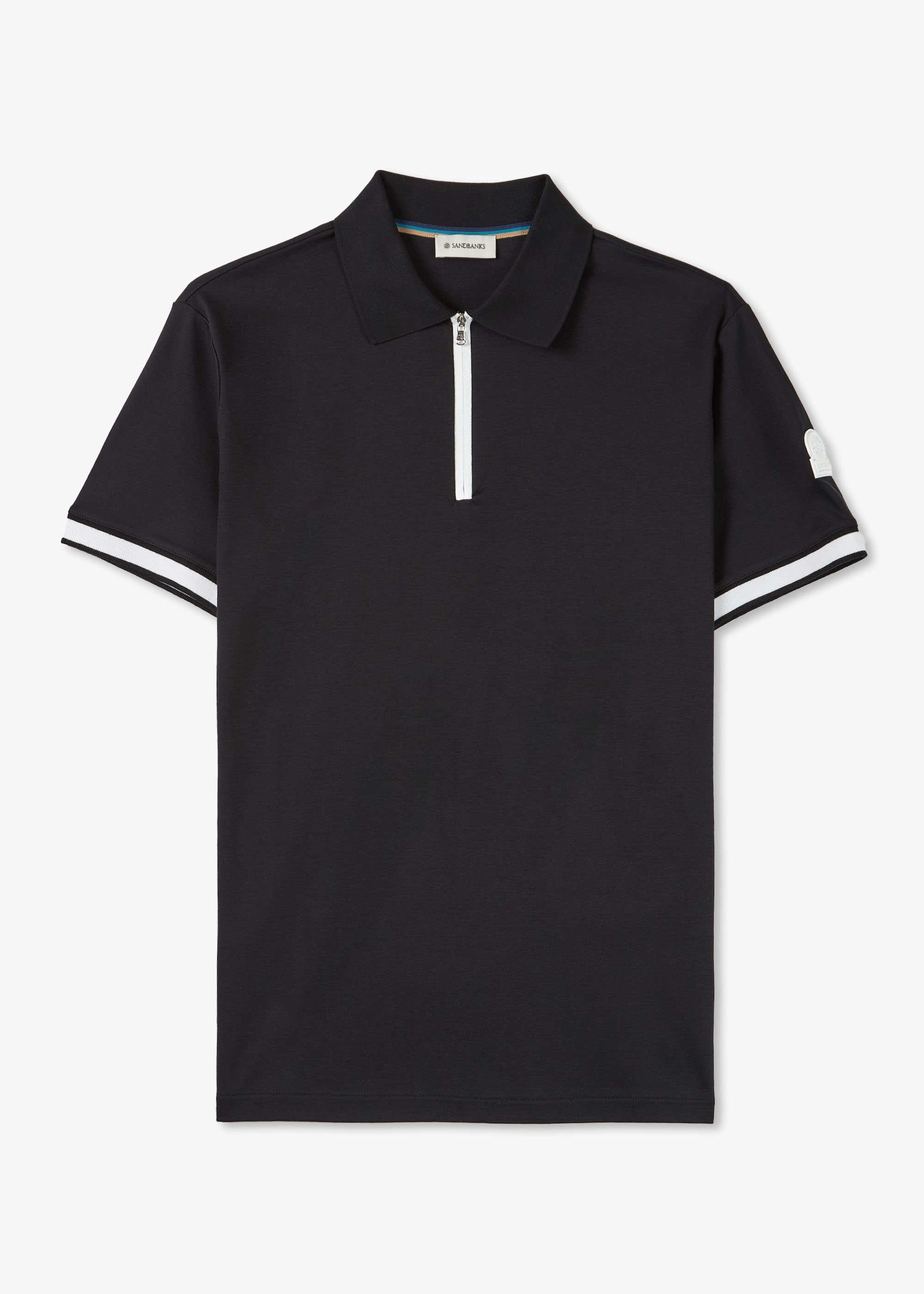 Sandbanks Mens Silicone Zip Polo Shirt In Black