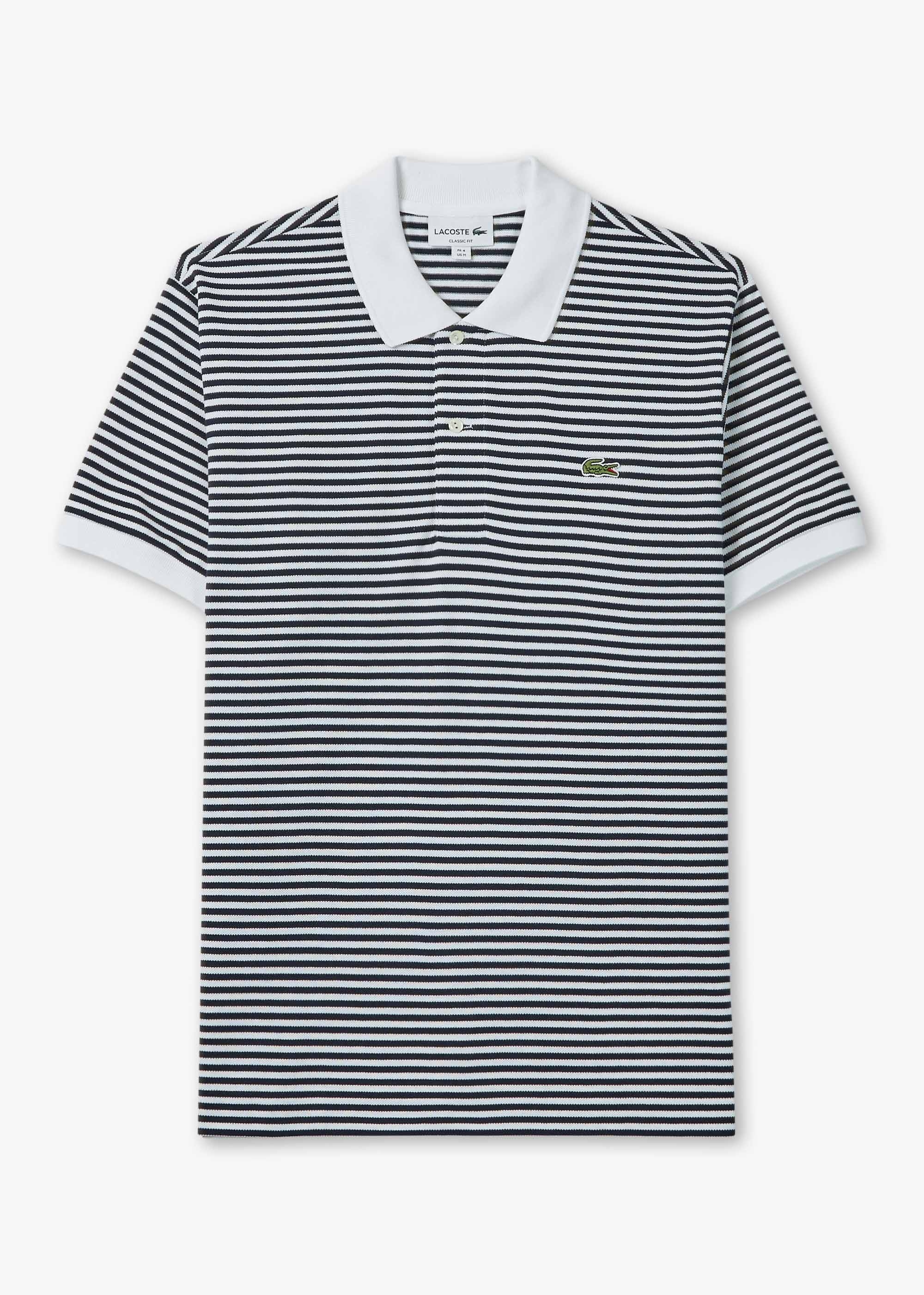 Lacoste Mens Striped Cotton Polo Shirt In Blue/White