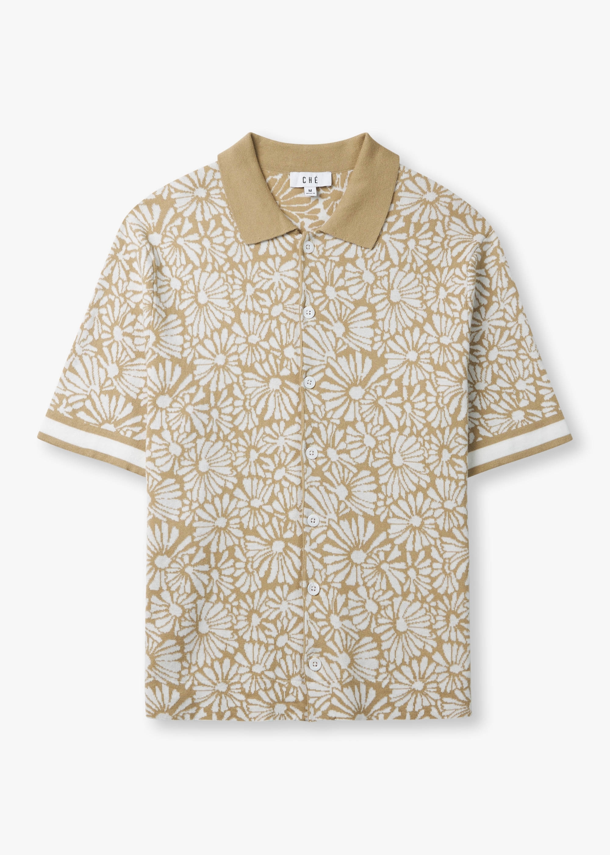 Che Mens Daisy Knitted Shirt In Tan