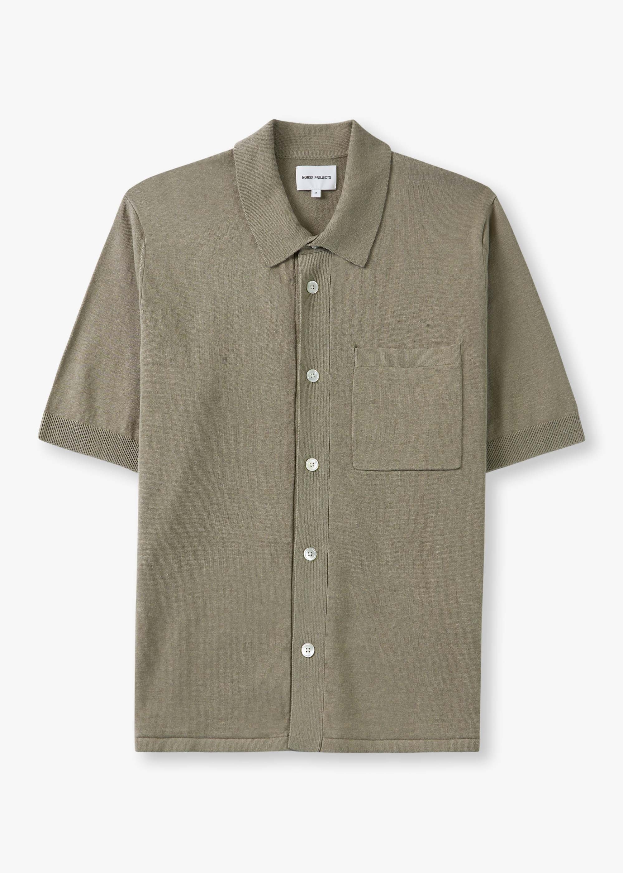 Norse Projects Mens Rollo Cotton Linen Short Sleeve Shirt In Clay