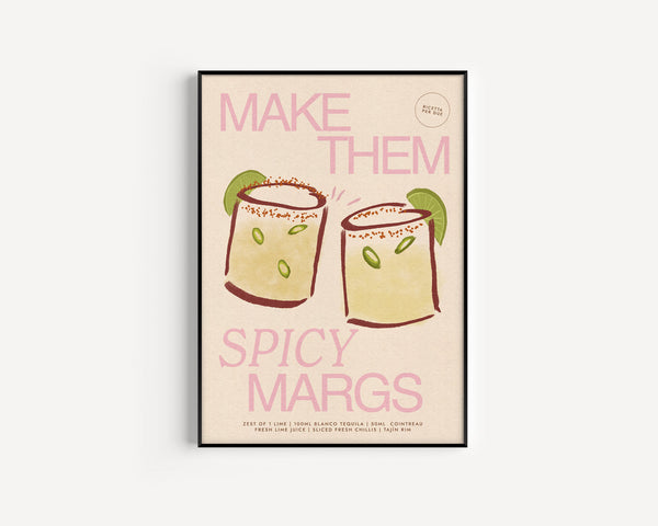 We Are Proper Good A3 Spicy Marg Print - Pink