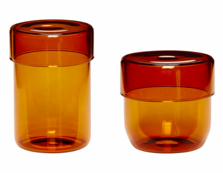 Hubsch Set of 2 Small Amber Pop Storage Jars