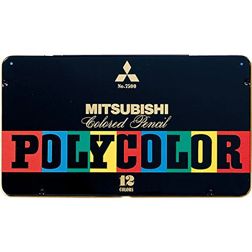 Mitsubishi Uni Polycolor Colored Pencils Tin Of 12