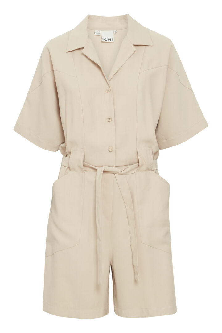 ICHI Rivaly Shorts Jumpsuit-Oxford Tan-20121212