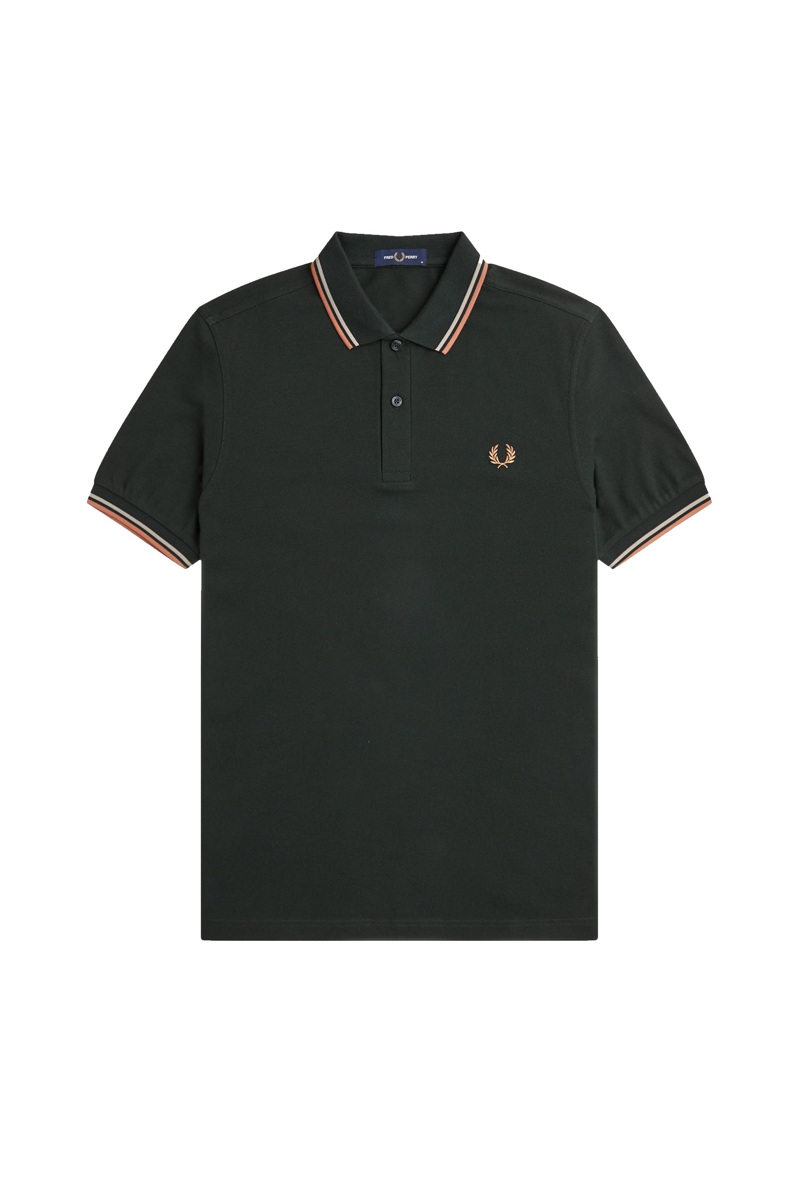 Fred Perry Slim Fit Twin Tipped Polo Night Green / Warm Grey / Light Rust