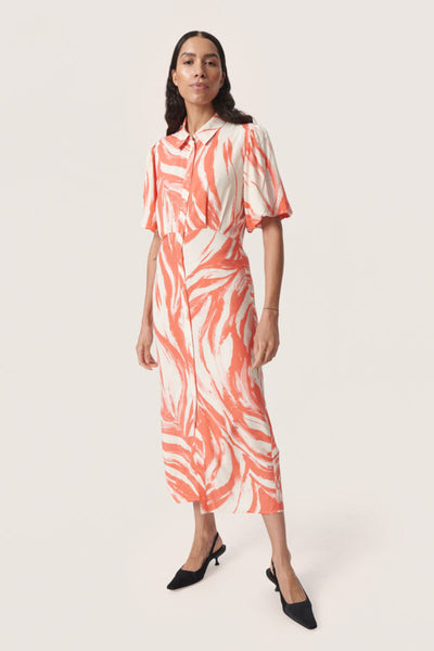 Soaked in Luxury  Slwynter Midi Dress In Hot Coral