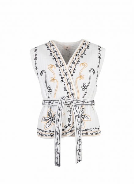 ange  Solly Sleeveless Embroidered Jacket