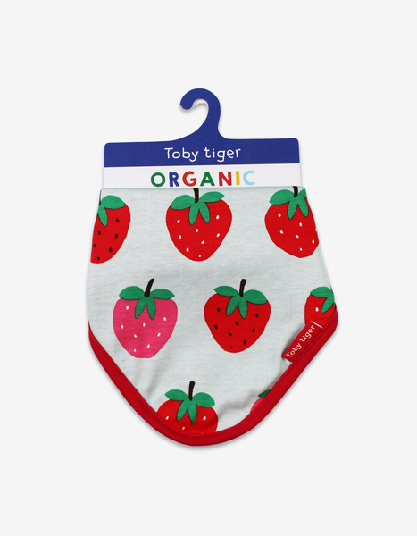 Toby Tiger Organic Strawberry Print Dribble Bib