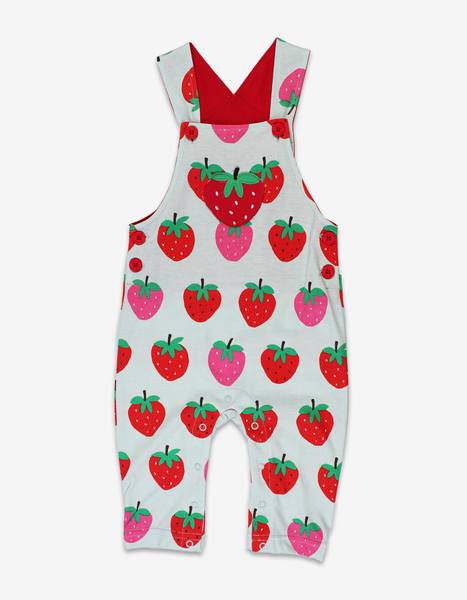 Toby Tiger Organic Strawberry Print Dungarees