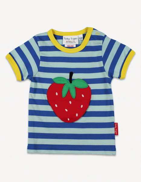 Toby Tiger Organic Stawberry Applique T-shirt