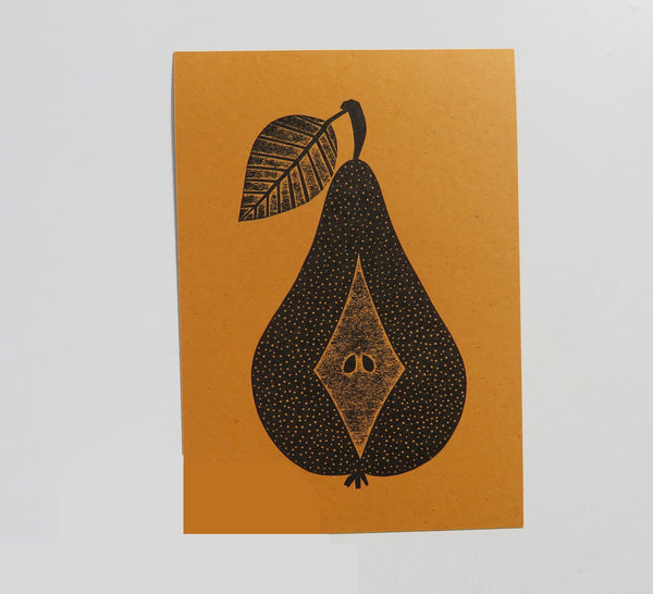 Claire Spencer Black Pear Collagraph Print