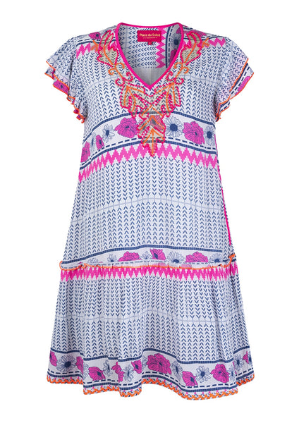 Place Du Soleil Ikat Short Cotton Dress