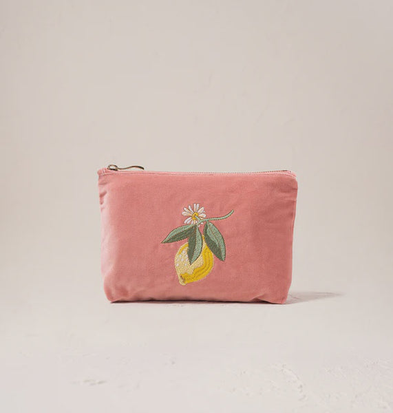 elizabeth-scarlett-lemon-blossom-mini-pouch-coral-velvet