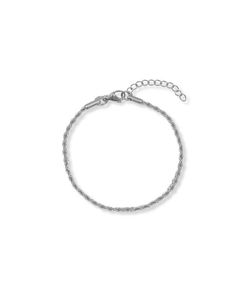 A Weathered Penny  Delicate Rope Bracelet Silver