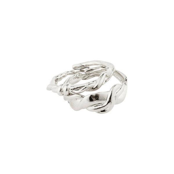 Pilgrim Sun Recycled Ring, 2-in-1 Set, Silver-plated