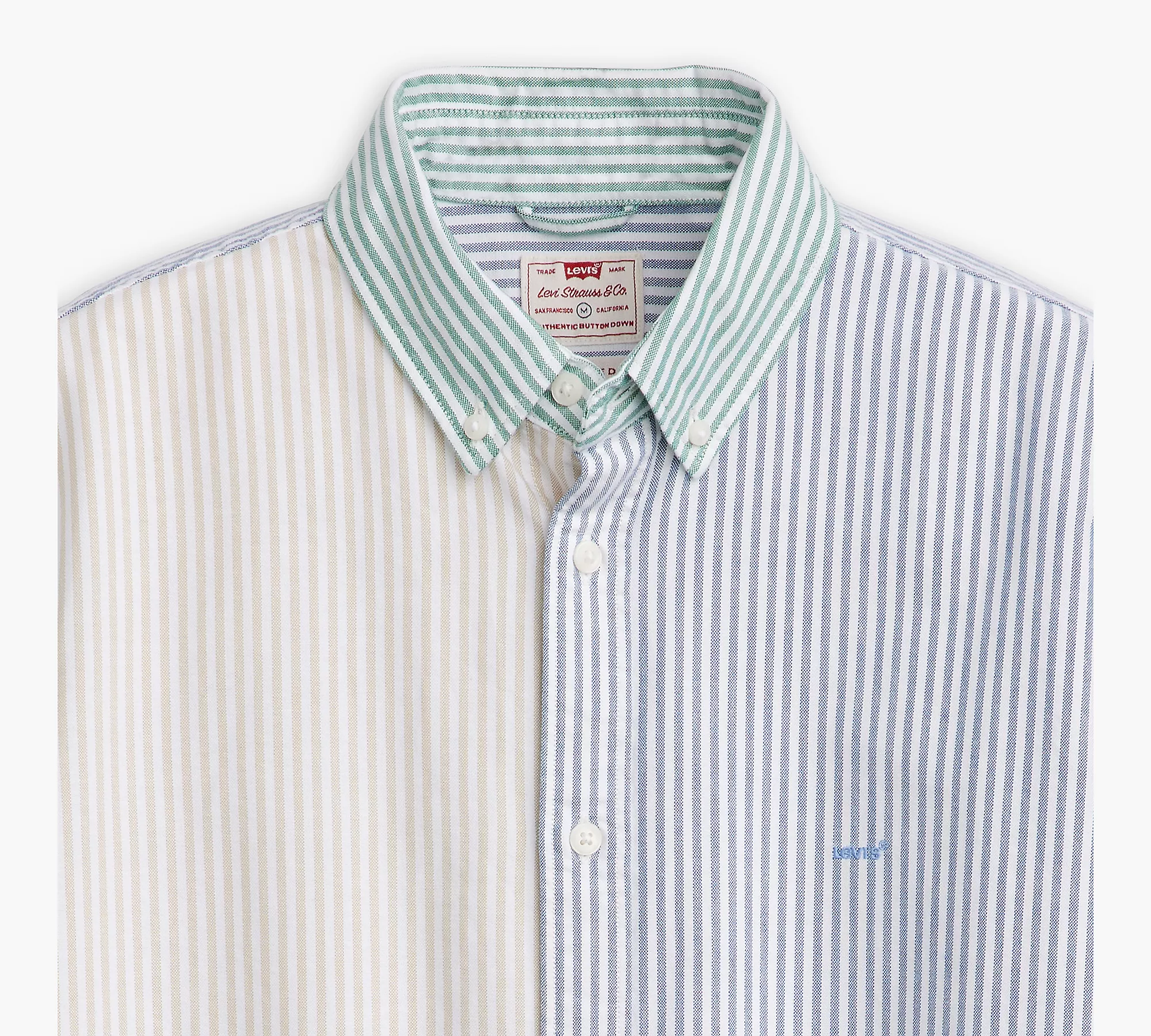 Levi's Waylon Stripe Safari White Authentic Button Down Short Sleeve Sweatshirt