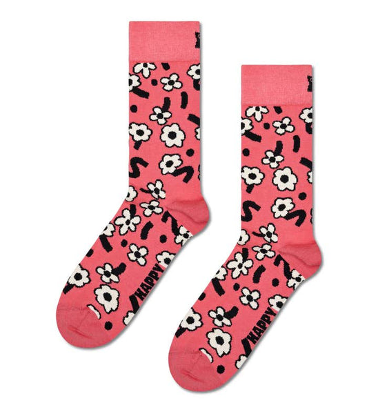 Happy Socks  Dark Pink Dancing Flower Socks