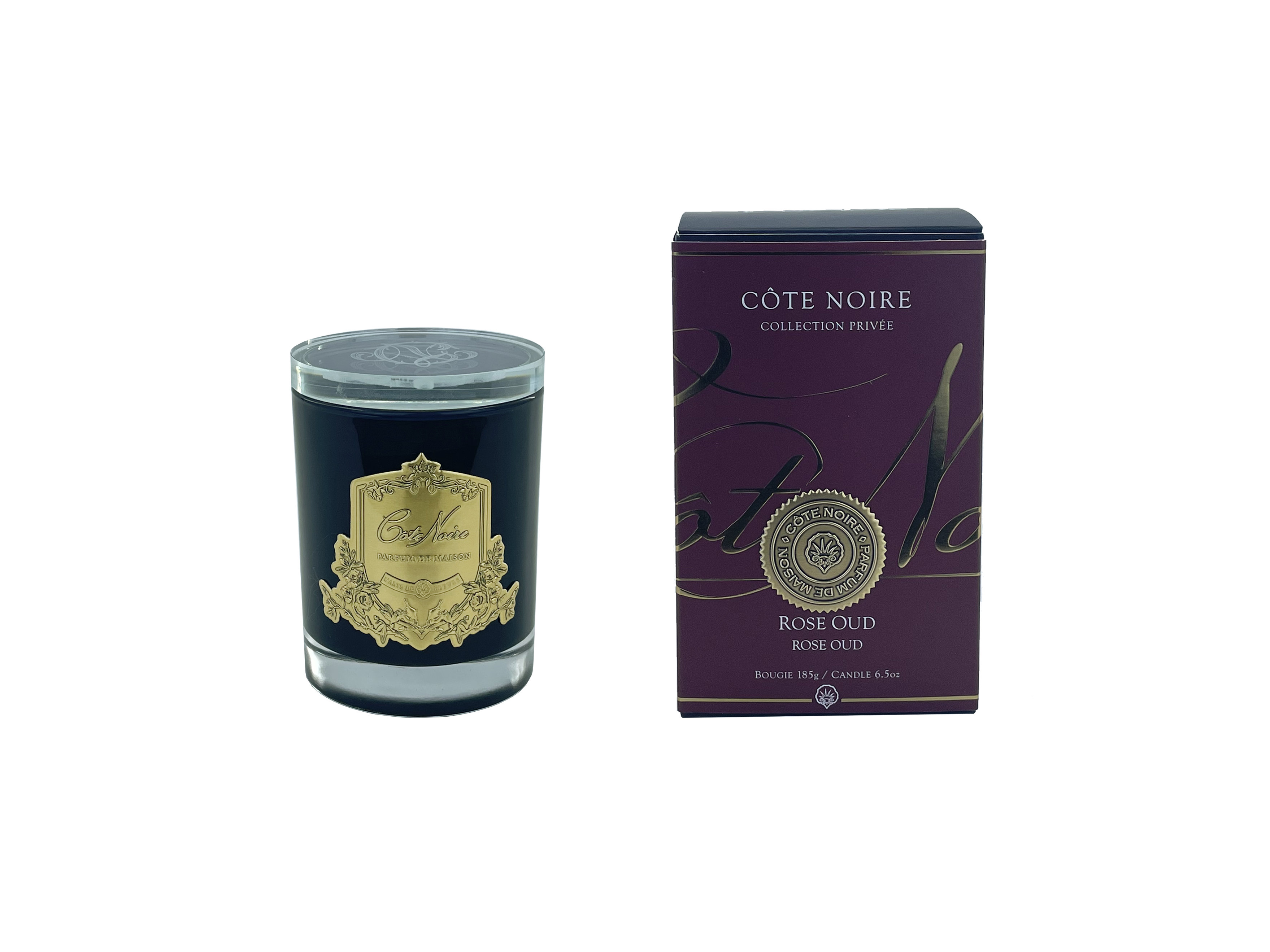 Cote Noire Rose Oud 185g Soy Blend Candle - Gold