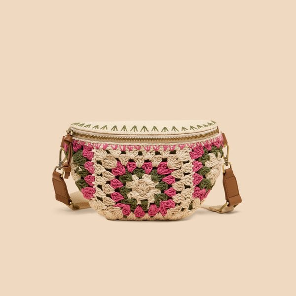 White Stuff Sebby Mini Crochet Sling Bag - Natural Multi