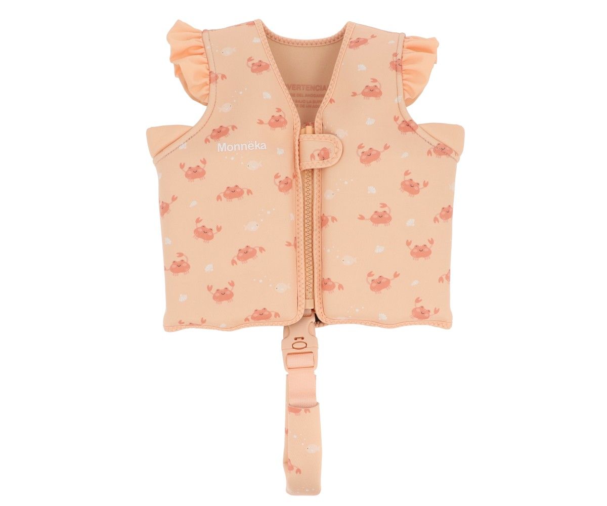 Monneka Coral Crab Printed Childrens Learning Flotation Vest with Ruffles