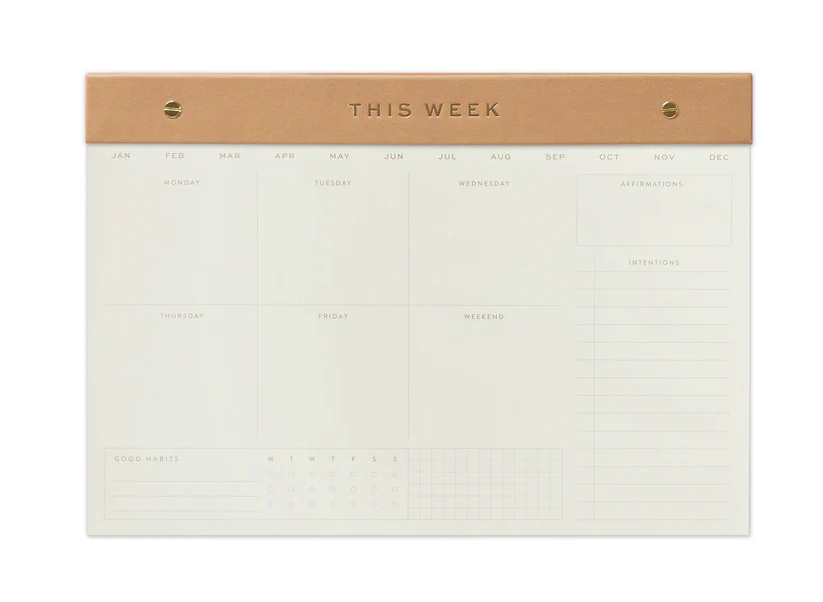 Designwork Ink Weekly Notepad Camel - Productivity Planner