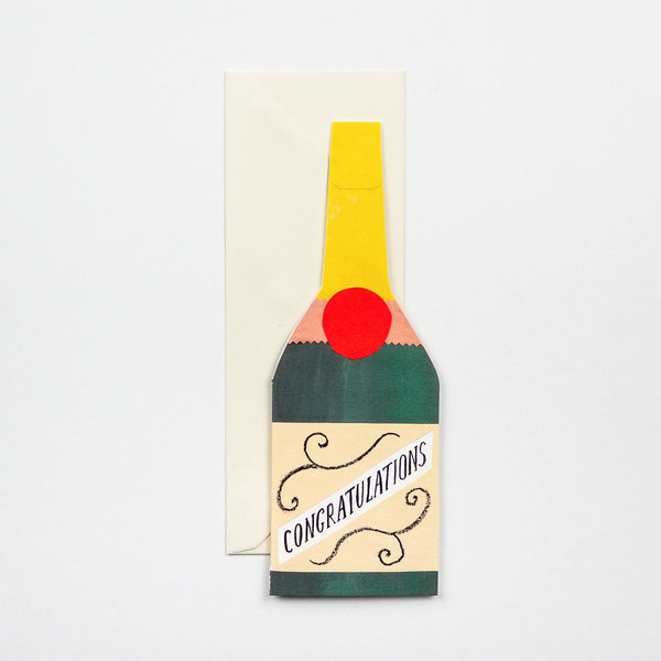 Hadley Paper Goods Champagne Bottle Shaped Card