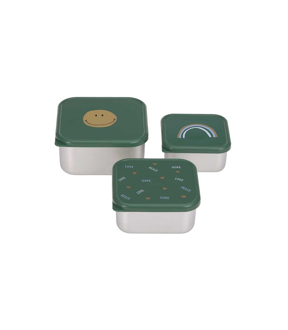 Lässig Set of 3 Stainless Steel Tupperware Smile Printed Lunch Box