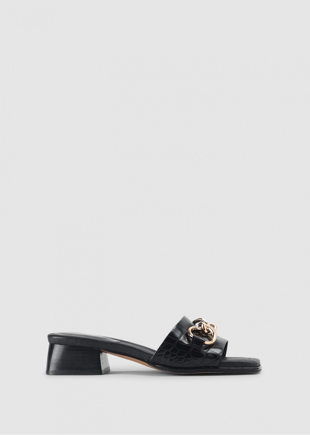 Shoe The Bear Womens Colette Faux Croc Sandals With Horse Bit In Black