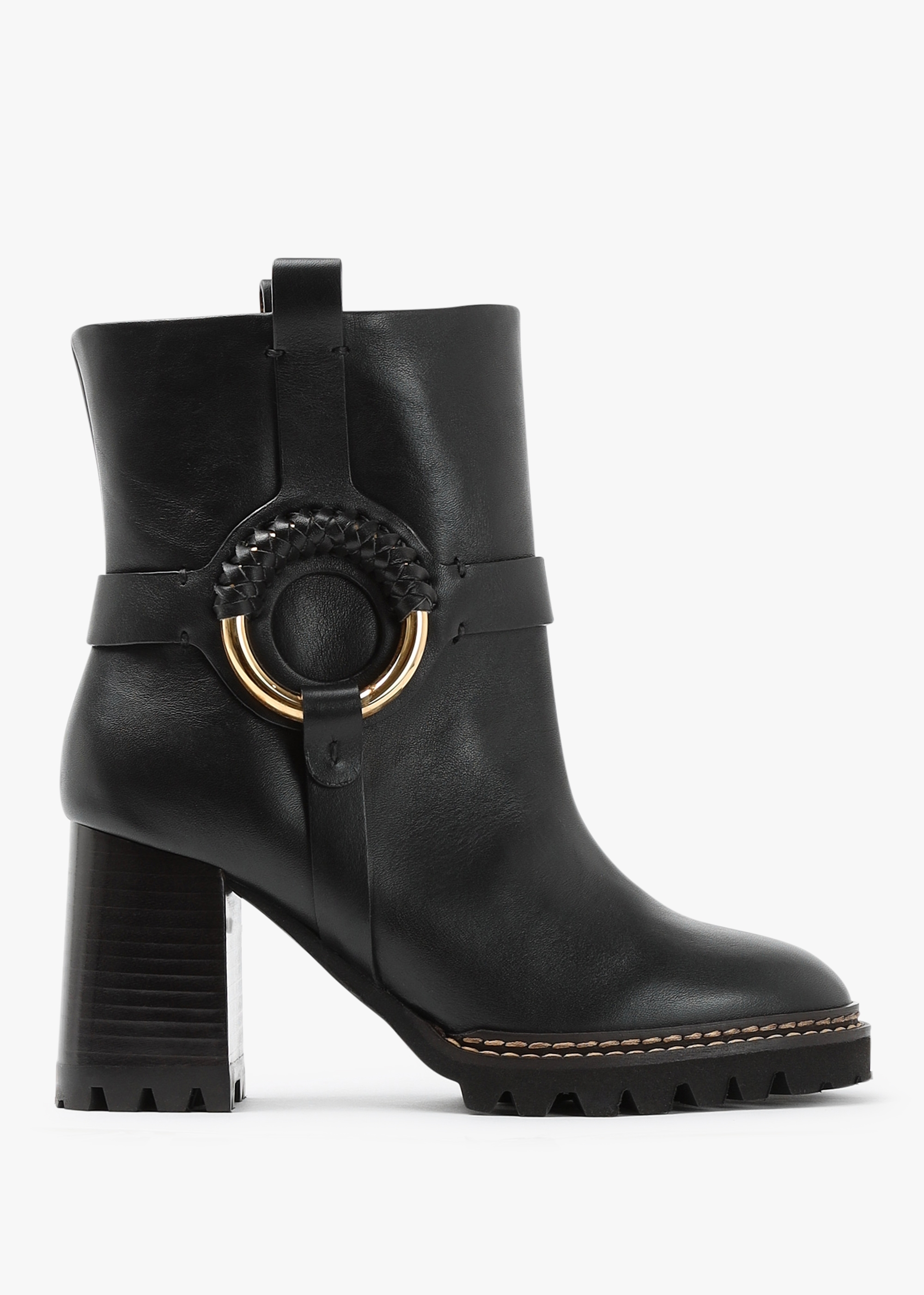 See by Chloe Womens Hana Heeled Ankle Boots In Black