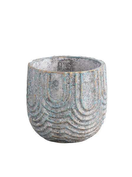 PTMD Rexin Grey Patterned Cement Plant Pot - Large