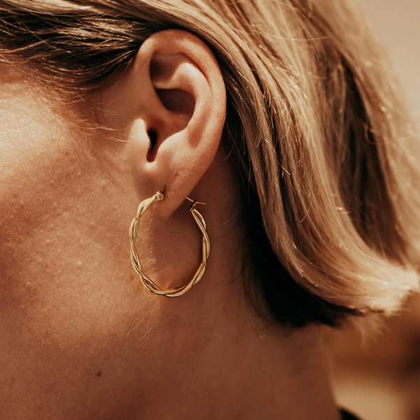 Nordic Muse | Large Entwined Hoops | Gold
