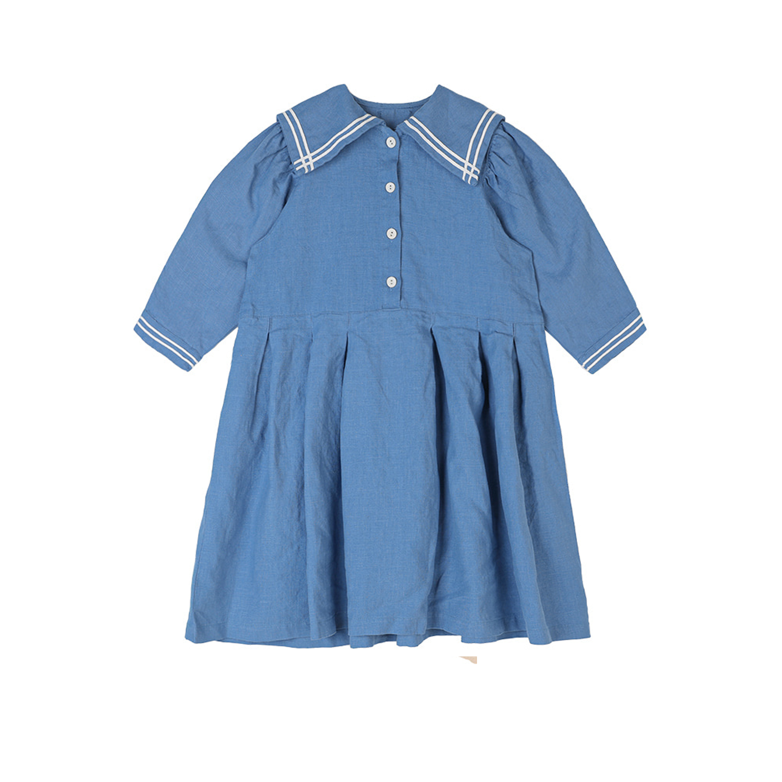 Bien a Bien Linen Cotton Sailor Dress in Blue