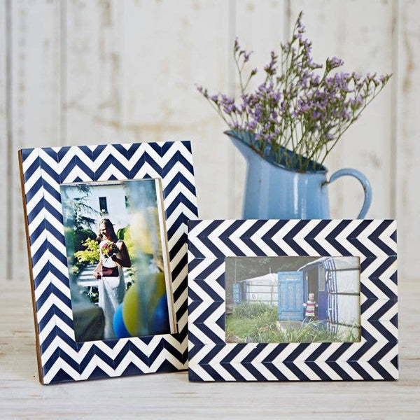 The Paper High Gift Company Limited Chevron Patterned Photo Frame - Navy Blue