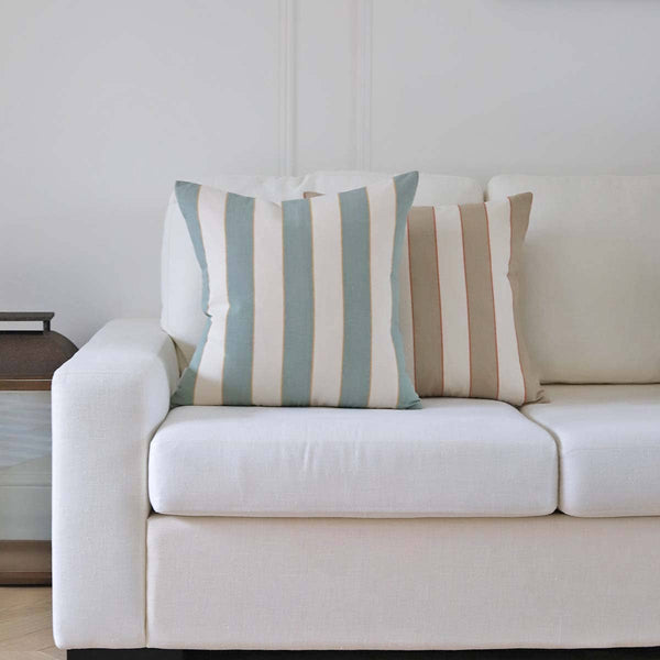 Marram Trading  Stripe Cushion Off White/green