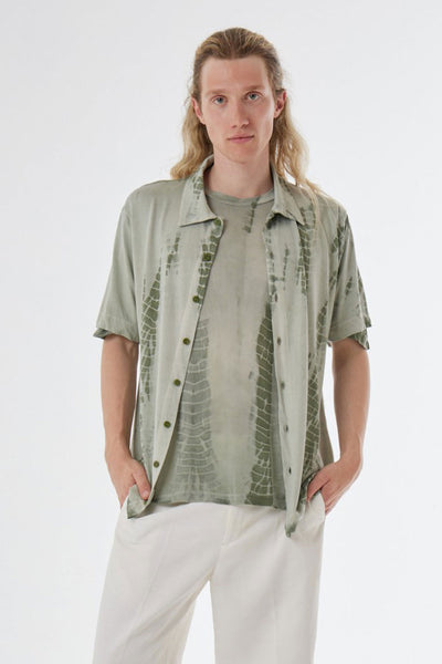 Daniele Fiesoli Button-up Printed Detail Linen Shirt Green