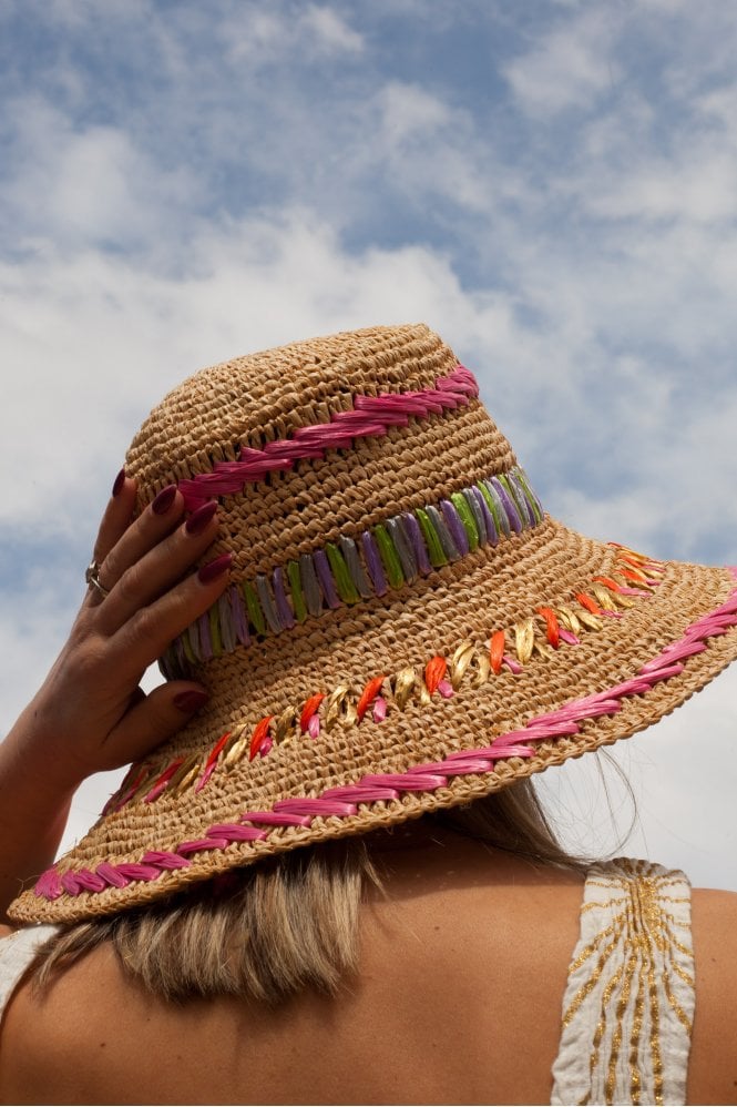 Raffaello Bettini Straw Hat With Raffia Embroidery