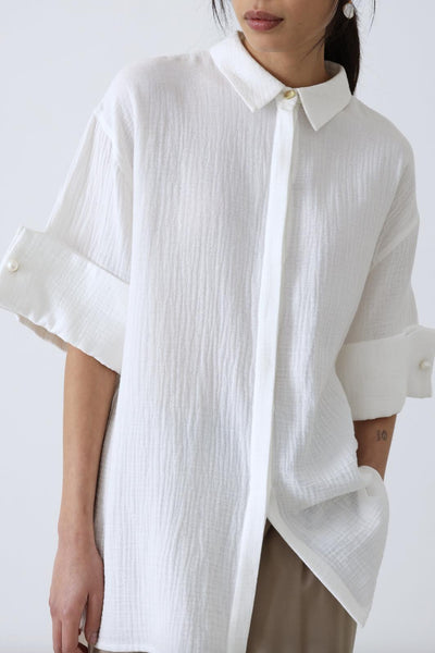 Mother of Pearl Camille Textured White Pearl Shirt