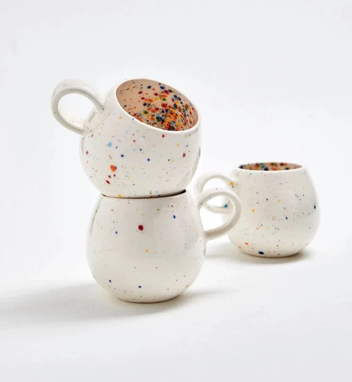 Egg Back Home 'New Edition' White Confetti Handmade Espresso Mug