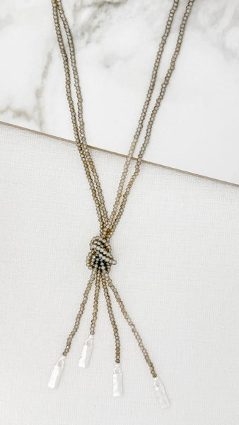 Envy Grey & Silver Crystal Knot Necklace