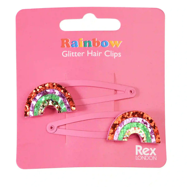 Rex London Rainbow Glitter Hair Clips (set Of 2)