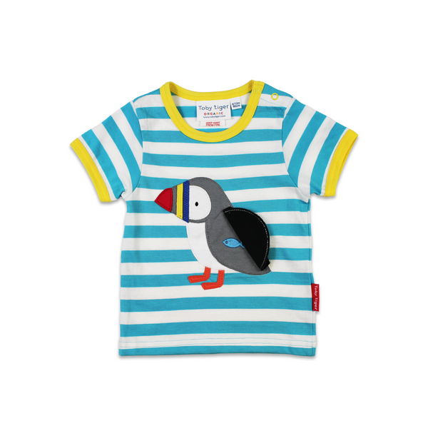Toby Tiger Organic Puffin Applique T-shirt