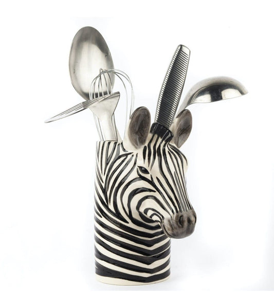 Quail Ceramics Utensil Pot Quail Design Zebra