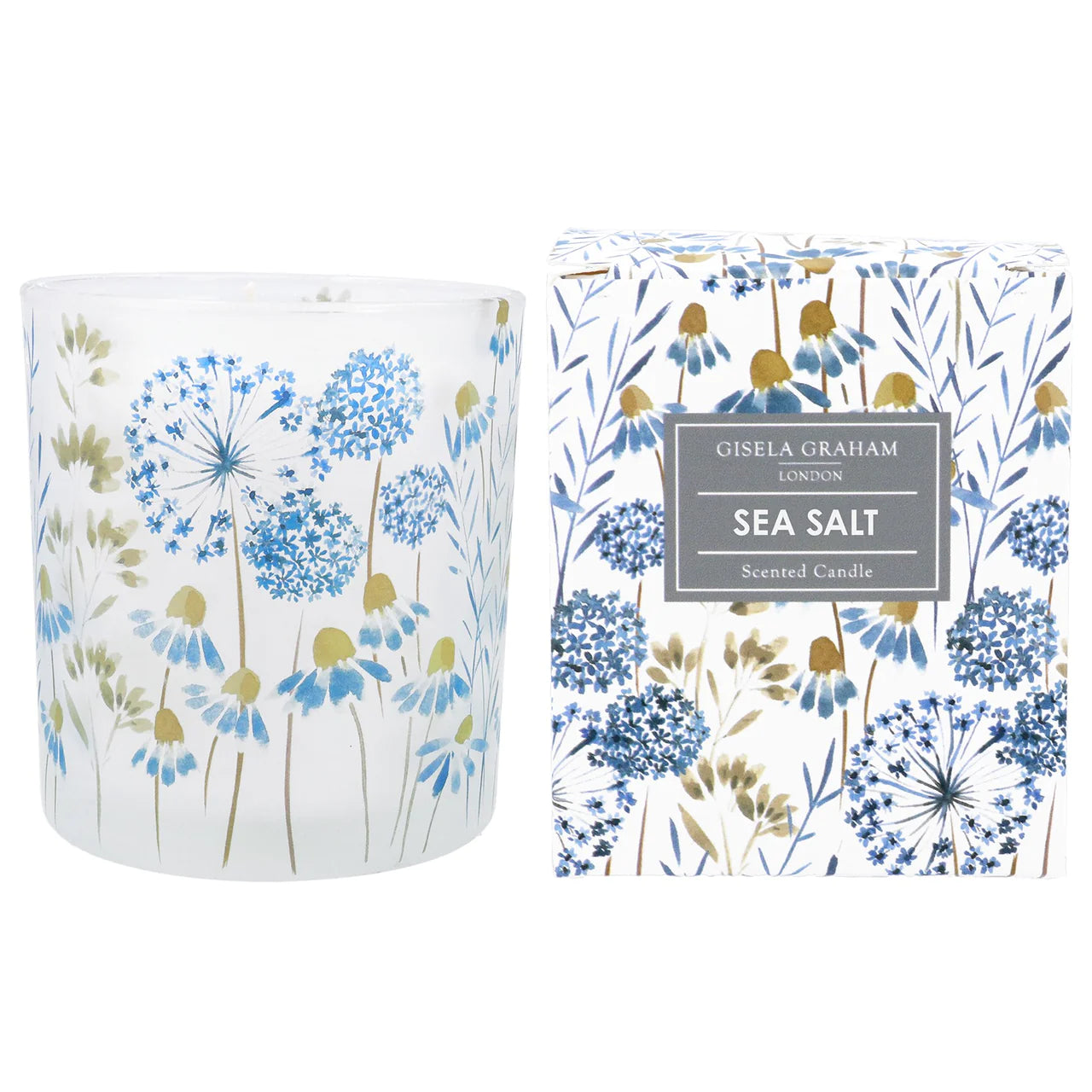 Gisela Graham Blue Glass Meadow Scented Candle Pot